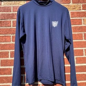 Cooperstown Dreams Park Mens Long Sleeve Mock Neck Baseball Shirt Blue Medium